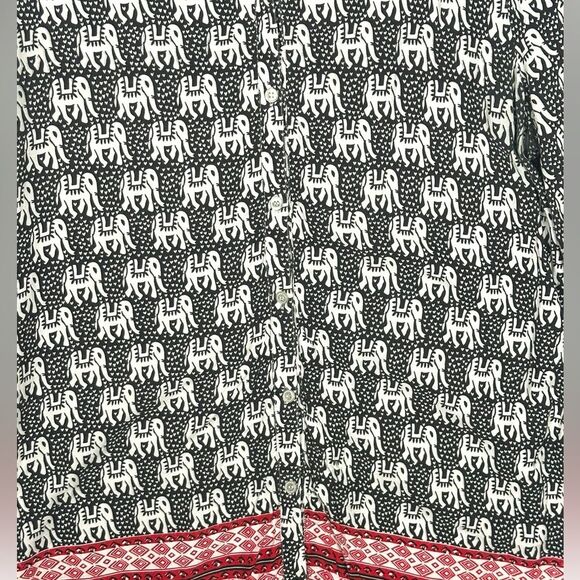Serengeti Women’s Tunic Button Down Top All Over Elephant Print Boho Size Xl - Picture 3 of 10